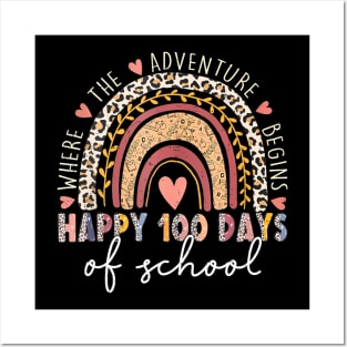 100 Days Rainbow Leopard Boho 100Th Day Of School Teacher Posters and Art